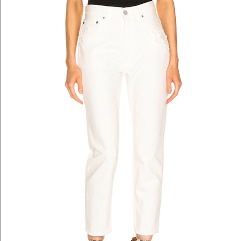 Moussy High Rise Straight White Jeans